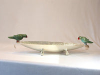 Boat Platter with Jade Parrots