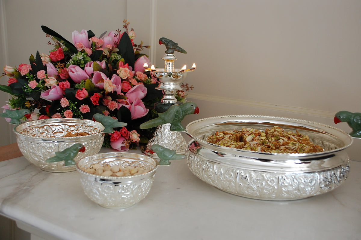 Kohl's Brushed Metal Pedestal Bowl Engraved Have a Holly Jolly