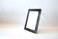 Silve Plated Photo Frame with Criss Cross Enamel Art