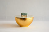 Bowl With Lid and Green Semiprecious Stone (Pair)