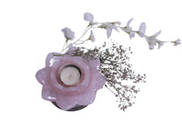 Lotus Rose Quartz tea lite with metal base