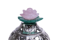 Lotus Dome Tealight with jade/ rose quartz flower