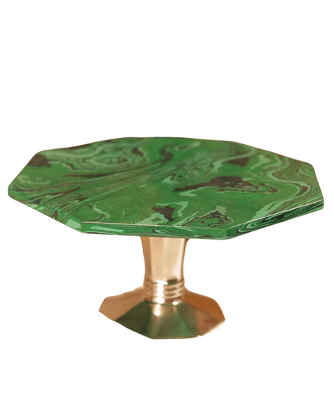 Italian Collection - Octagonal Cake Stand with Green stone Top