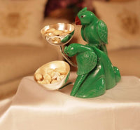 Twin Parrot Green Stone Nut Bowl