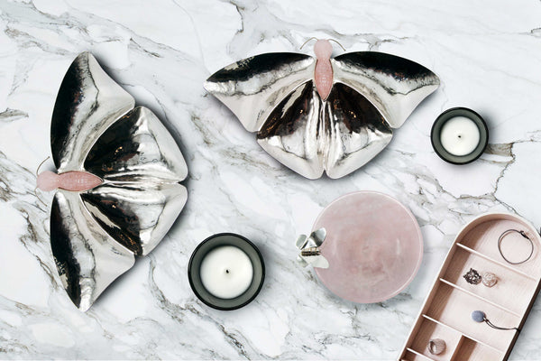 Butterfly Platter with Rose Quartz Small