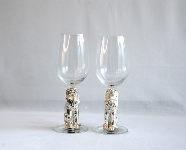 Sterling Silver Lion Wine Glasses