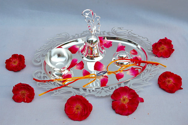 Floral Oval Puja Thali