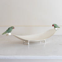 Boat Platter with Jade Parrots