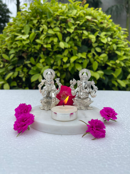 Lakshmi-Ganesha on Marble Tealight