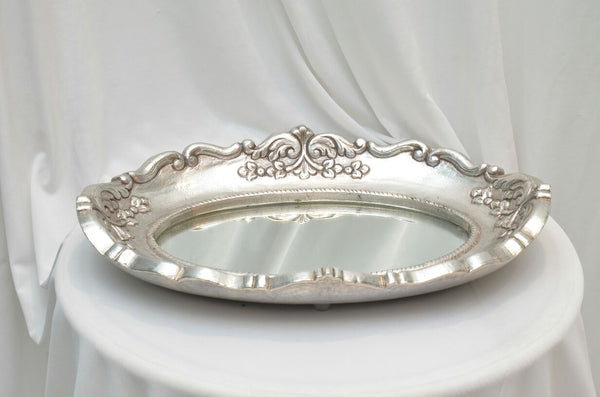 Silver Oval Mirror Tray