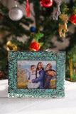 Silver Plated Photo frame with Floral Enamel artwork