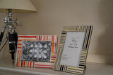 Silver Plated Photo frame with enamel multi-stripe