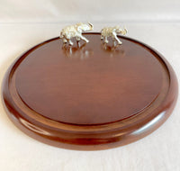 Wooden Round Cheese platter with Elephants