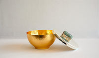 Bowl With Lid and Green Semiprecious Stone (Pair)