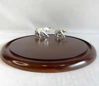 Wooden Round Cheese platter with Elephants