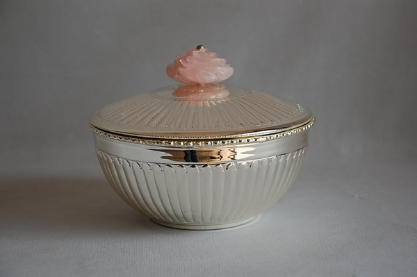 6” fluted design  bowl with Rose Quartz knob
